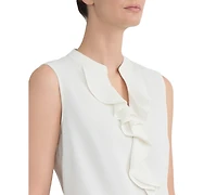 Kasper Women's Ruffled Split-Neck Sleeveless Blouse