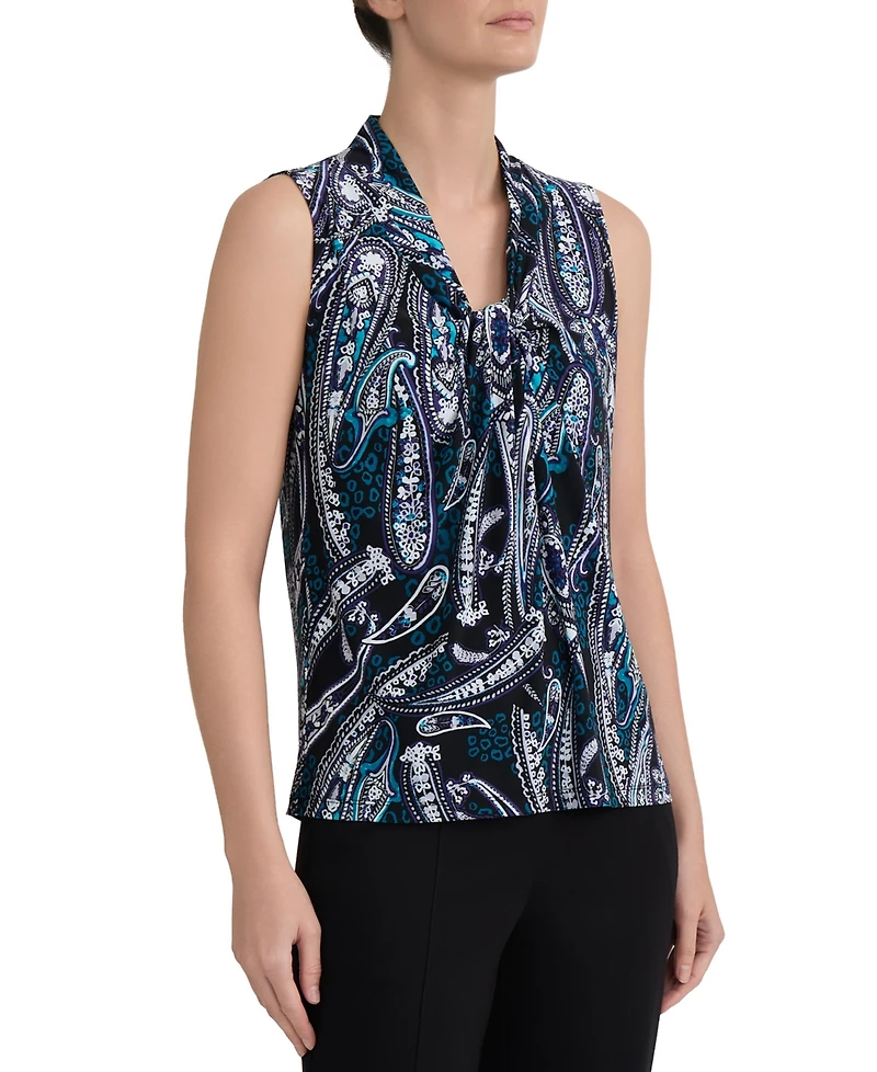 Kasper Women's V-Knot-Neck Sleeveless Blouse
