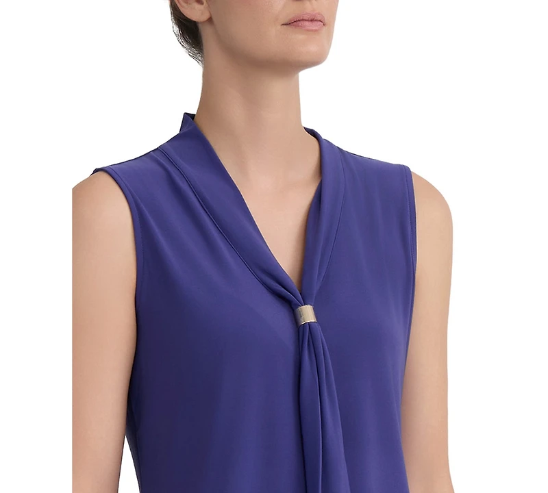 Kasper Women's Embellished Tie-Neck Sleeveless Blouse