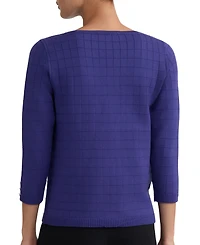 Kasper Women's Textured Boat-Neck 3/4-Sleeve Sweater