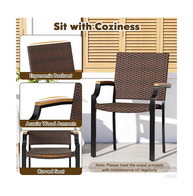 Cushry Patio Wicker Dining Chairs Set of 2