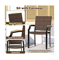 Cushry Patio Wicker Dining Chairs Set of 2