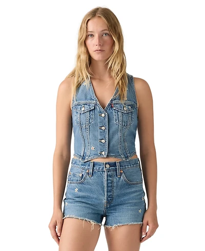 Levi's Women's Embroidered Mainline V-Neck Cotton Racer Vest