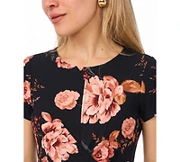 Msk Petite Twist Waist Floral A-Line Midi Dress