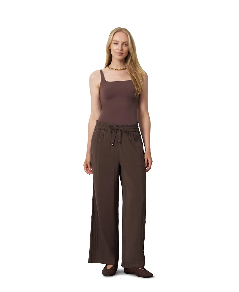 Cable & Gauge Women's High-Rise Wide-Leg Drawstring Pants