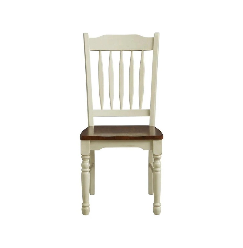 Starlight Canyon Home Merlot-Buttermilk Slatback Dining Chair Set(2) with Solid Rubberwood Construction