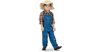 Dress Up America Kids Farmer Costume Set - Overalls with Straw Farmer Hat Classic Farm Outfit for Children Dress Up Halloween and School Events