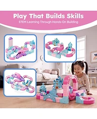 Contixo MT6 Princess Castle Magnetic Train Track 96-Piece Building Set with Rechargeable Motorized Train, Ages 3+