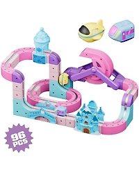 Contixo MT6 Princess Castle Magnetic Train Track 96-Piece Building Set with Rechargeable Motorized Train, Ages 3+