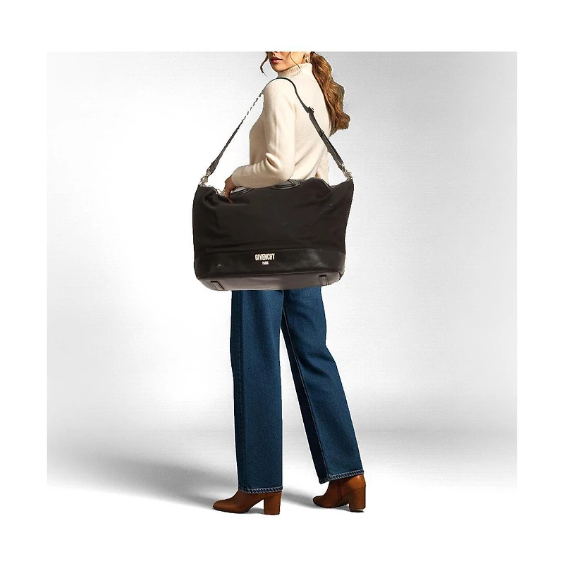 Pre-Owned Givenchy Nightingale Large Nylon and Leather Satchel