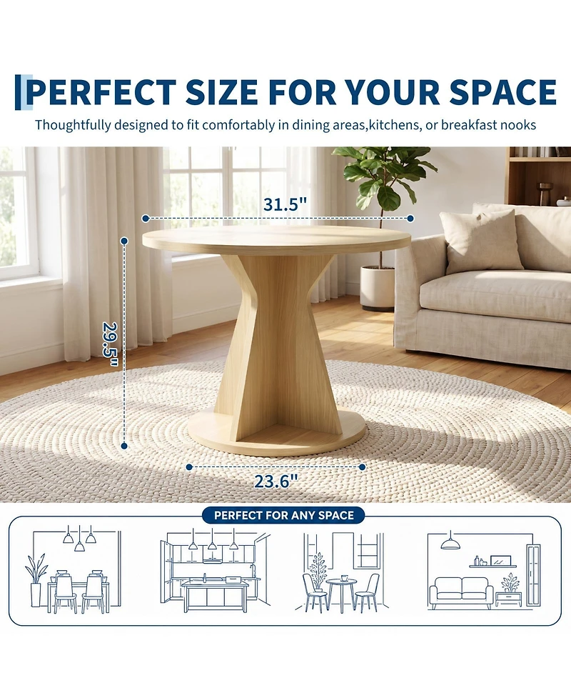 Gaomon 31.5 Inch Round Dining Table For 4 Persons, Kitchen Table, 1.18 Thick Tabletop, Modern Styling
