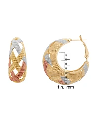 Macy's Tri-Color Wheat Design Hoop Earrings
