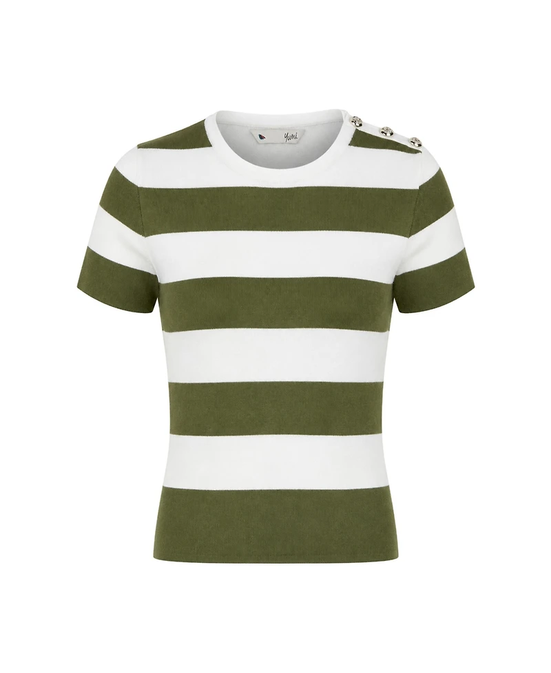 Yumi Women's Block Stripe Knitted Top