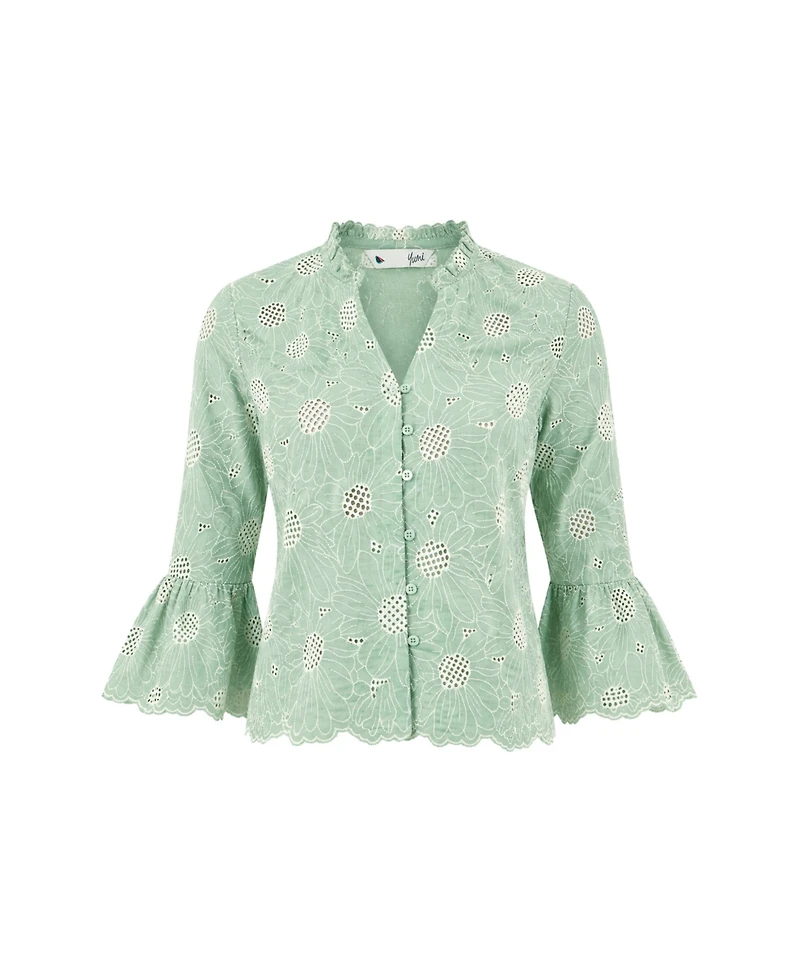 Yumi Women's 100% Cotton 3/4 Sleeve Shirt