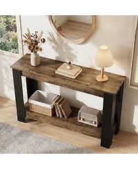 Tribesigns 41" Industrial Console Table for Entryway, 2-Tier Narrow Sofa Table with Wood Finish, Modern Farmhouse Accent Furniture