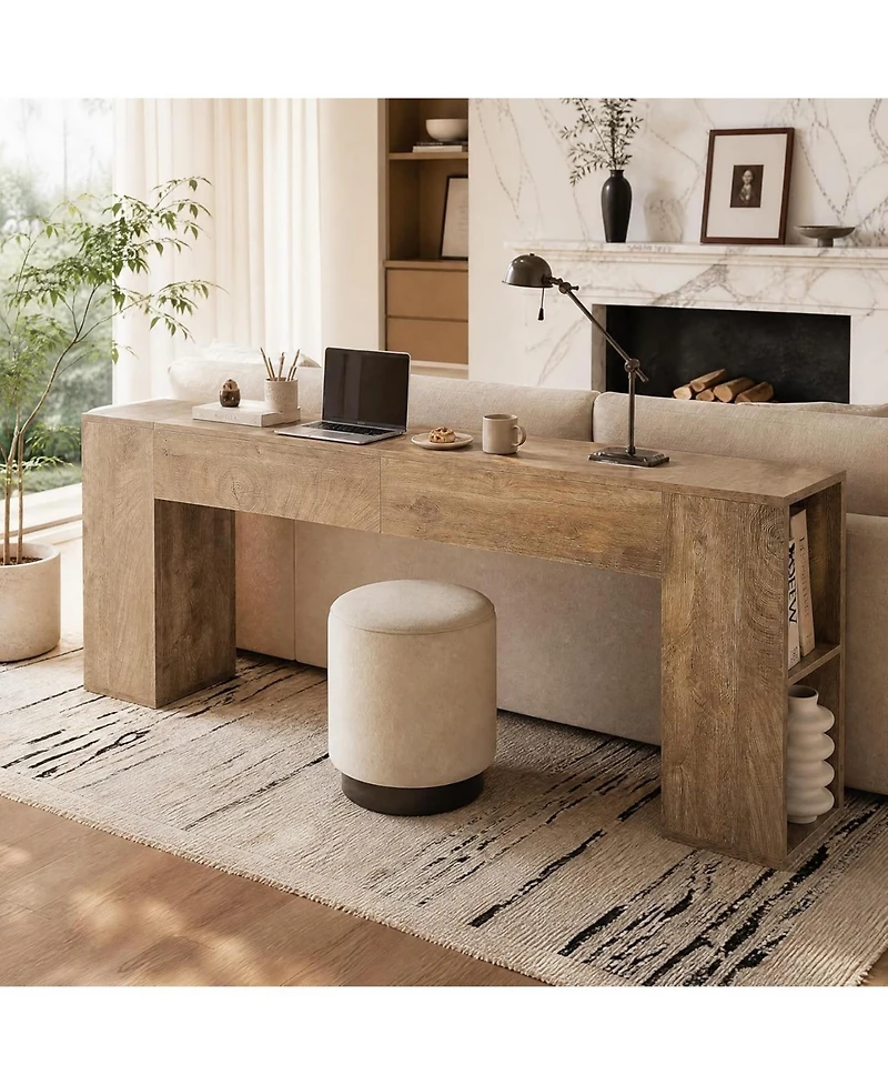 Tribesigns Extra Long Console Table, 79-Inch Entryway Table with 2 Drawers and Side Storage Shelves, Farmhouse Behind Couch Table