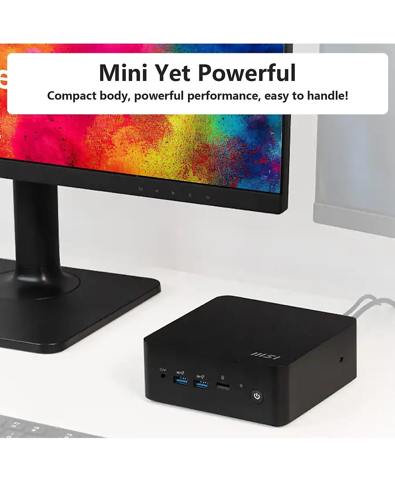 Msi Cubi Business Mini Desktop, Intel Core 5 120U, Intel Graphics, 16GB DDR5, 1TB Ssd, Wi-Fi 6, Win11 Pro, Black