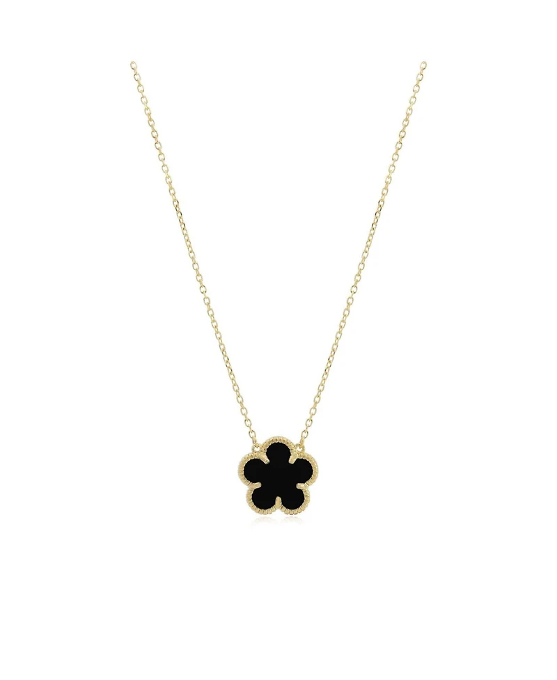 The Lovery Onyx Single Spring Flower Necklace 14K Gold-Plated Sterling Silver