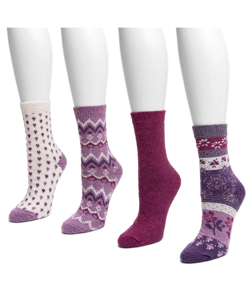 Muk Luks Women's 4 Pair Pack Holiday Boot Socks