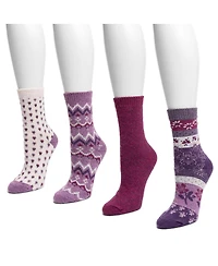 Muk Luks Women's 4 Pair Pack Holiday Boot Socks