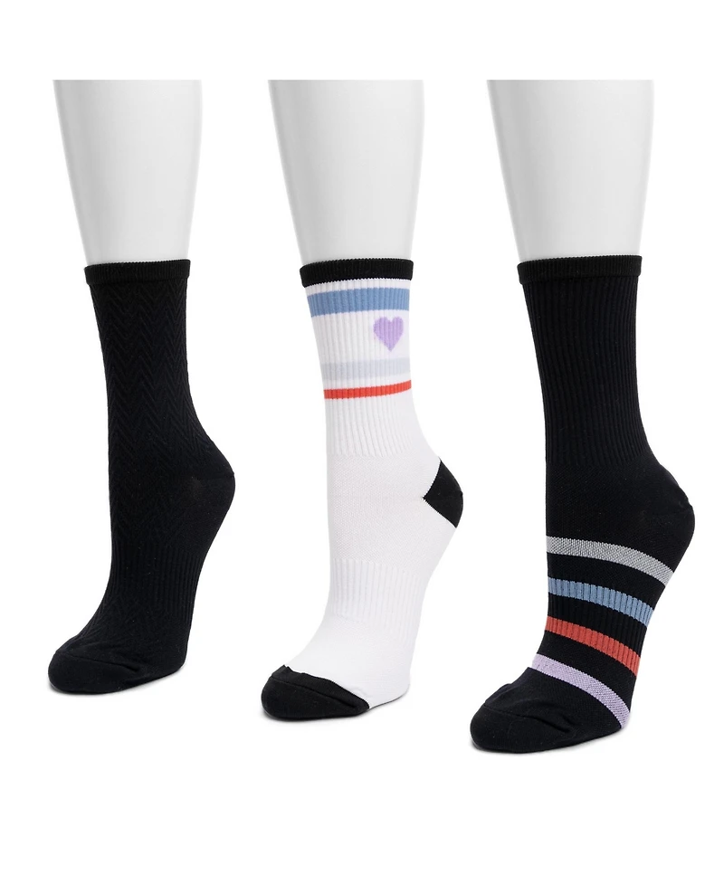 Muk Luks Women's 3 Pair Pack Compression Crew Nylon Socks