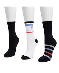Muk Luks Women's 3 Pair Pack Compression Crew Nylon Socks