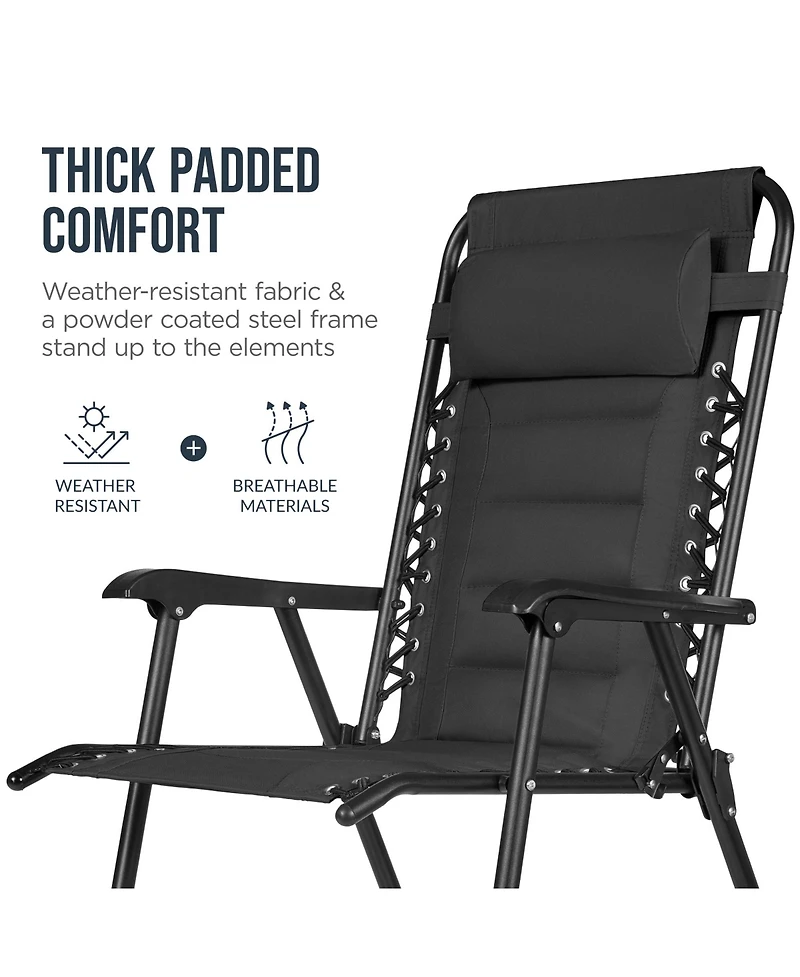 Best Choice Products Padded Folding Zero Gravity Rocking Chair with Headrest, Outdoor Camp
