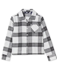 Lands' End Girls Long Sleeve Cropped Flannel Shirt