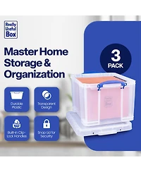 Really Useful Box 32 Liter Storage Container w/Snap Lock Handles, 6 Pack, Clear