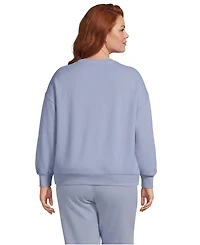Lands' End Women's Plus Serious Sweats Oversized Long Sleeve Crew Neck Sweatshirt