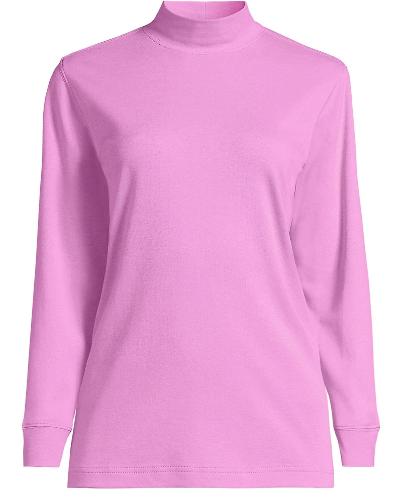 Lands' End Plus Relaxed Cotton Long Sleeve Mock Turtleneck