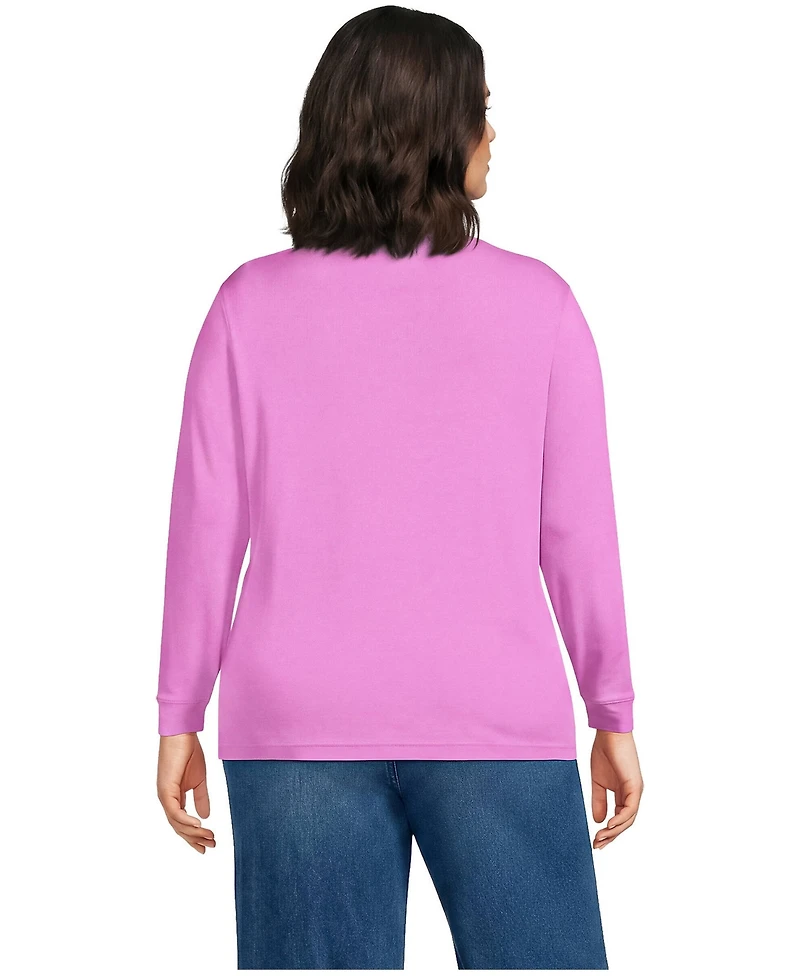 Lands' End Plus Relaxed Cotton Long Sleeve Mock Turtleneck
