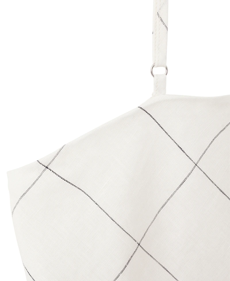 Mango Women's Check Linen-Blend Top