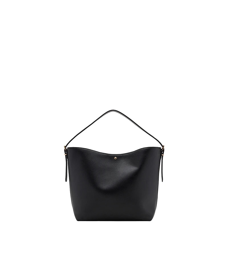 Mango Buckle Faux Leather Adjustable Bucket Bag
