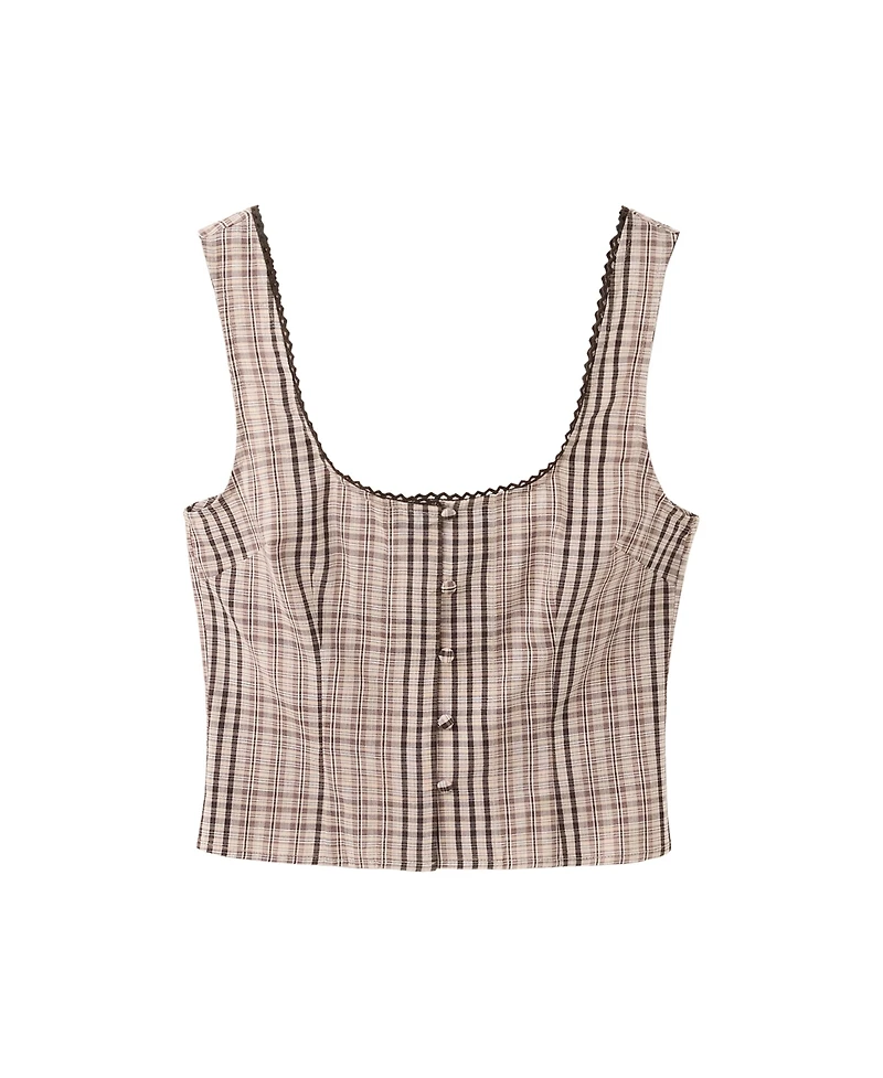 Mango Women's Checkered Cotton Top