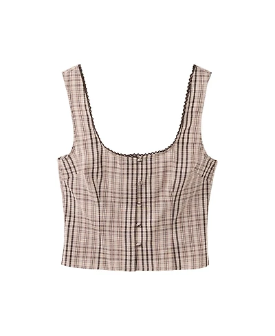 Mango Women's Checkered Cotton Top