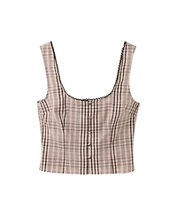 Mango Women's Checkered Cotton Top