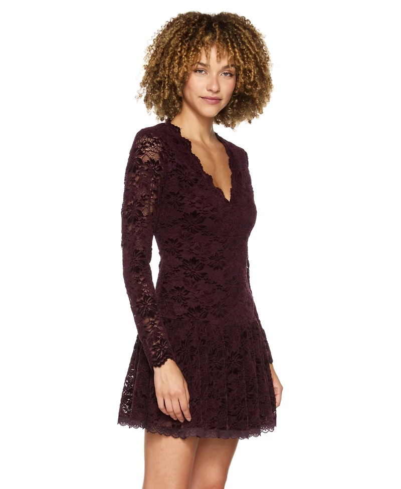 Alex & Sophia Juniors' A-Line Lace V-Neck Dress