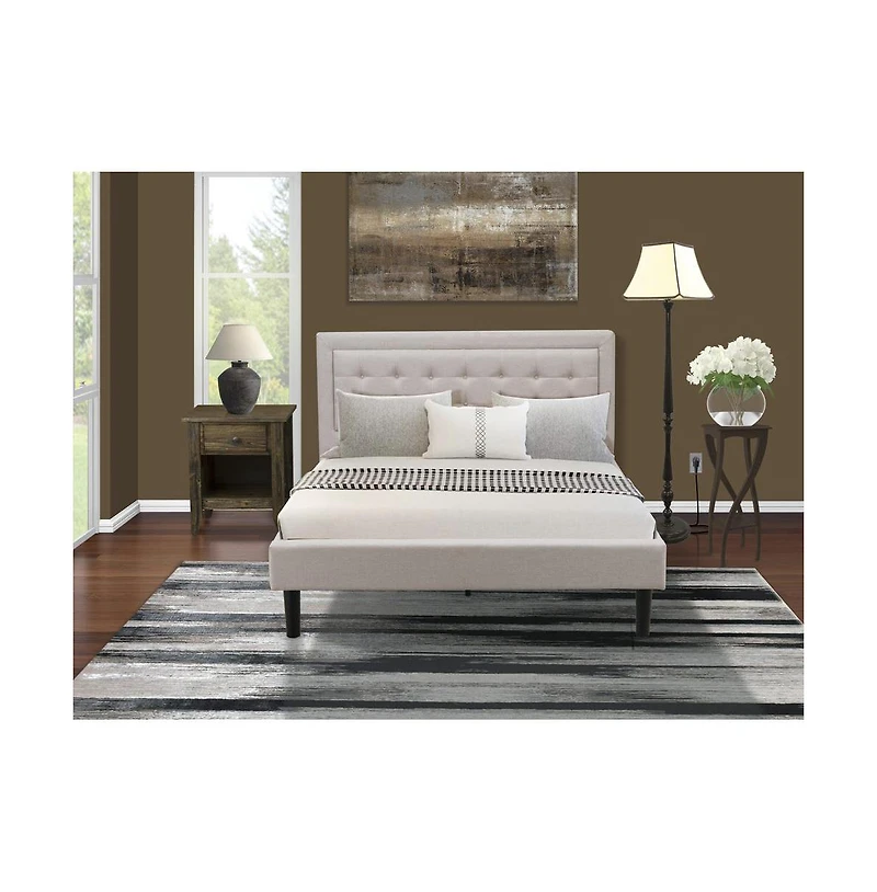 East West Furniture FN08Q-1GA0C 2-Piece Platform Queen Bed Set Furniture with 1 Queen Size Frame and a Mid Century Nightstand