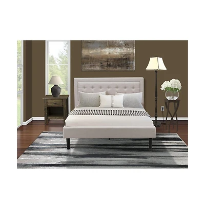 East West Furniture FN08Q-1GA0C 2-Piece Platform Queen Bed Set Furniture with 1 Queen Size Frame and a Mid Century Nightstand