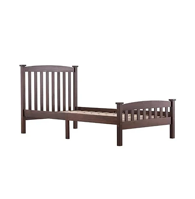 Slickblue Twin Pine Wood Bed Frame with Curved Headboard and Footboard