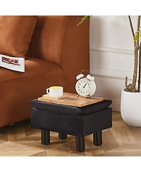 Slickblue Modern Storage Ottoman Footrest with Solid Wood Legs