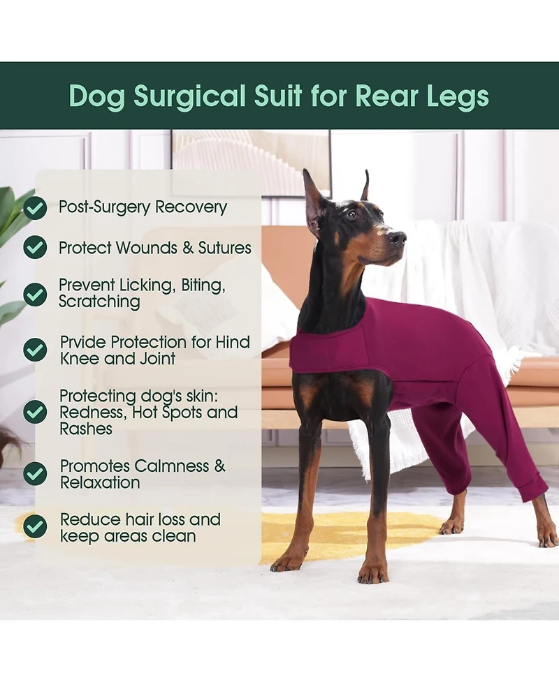 Rear Leg Recovery Onesie Surgical Suit for Dogs, Post-Surgery Wound Protection and Licking Prevention