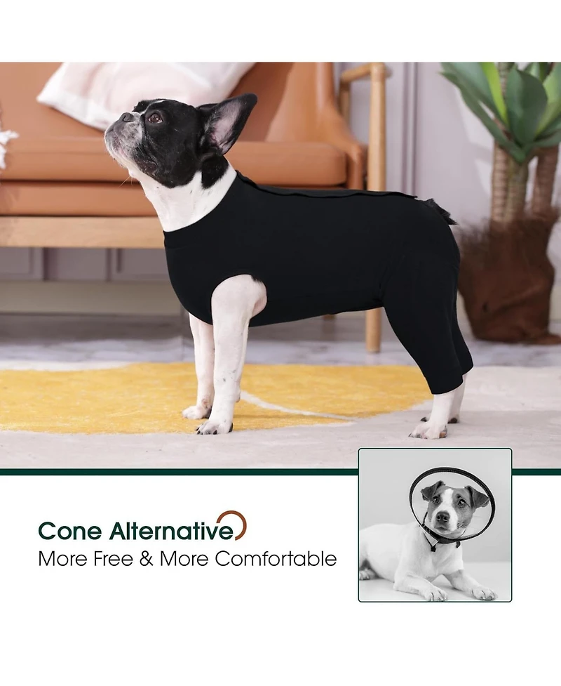 Soft Recovery Onesie Surgical Suit with Rear Leg Sleeves and Abdominal Cover for Dogs