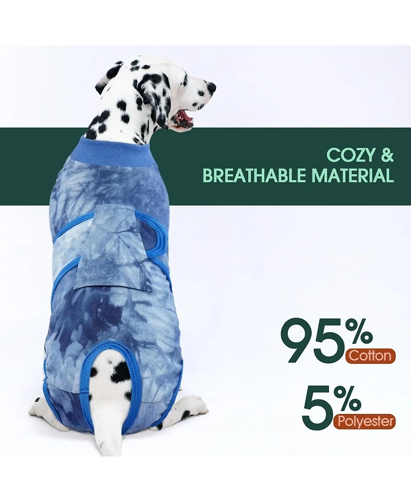 Soft Cotton Recovery Bodysuit for Dogs, Post-Surgery Protective Suit with Anti-Lick Design