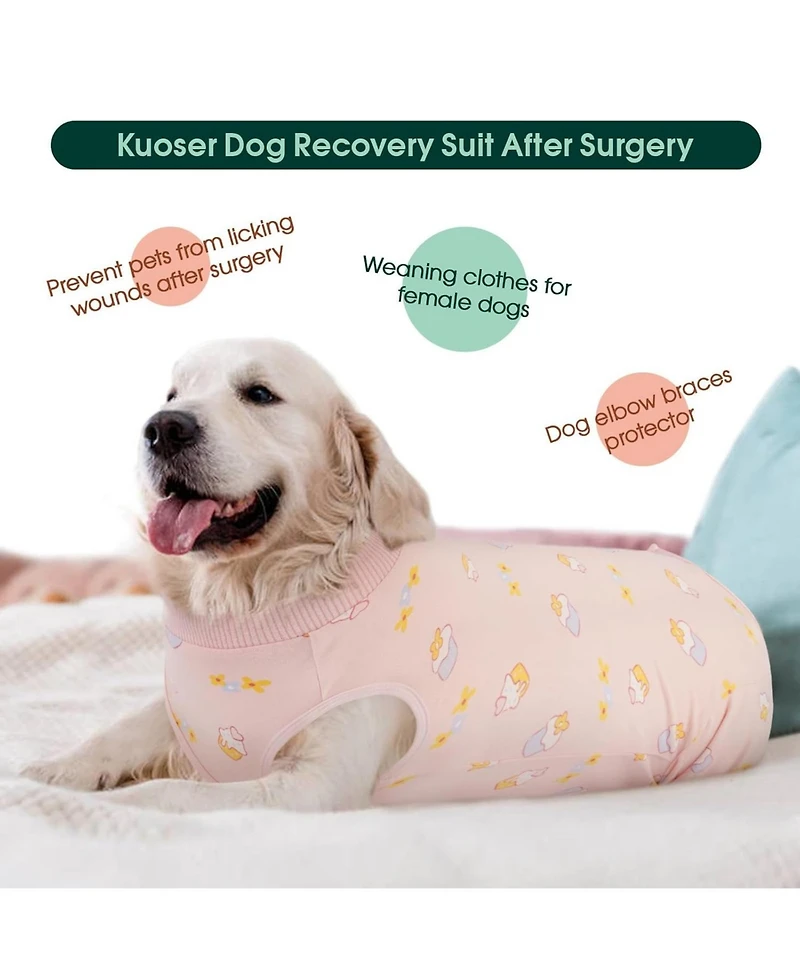 Soft Recovery Onesie Surgical Suit with Rear Leg Sleeve and Abdominal Coverage for Dogs