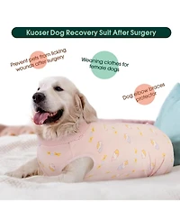 Soft Recovery Onesie Surgical Suit with Rear Leg Sleeve and Abdominal Coverage for Dogs