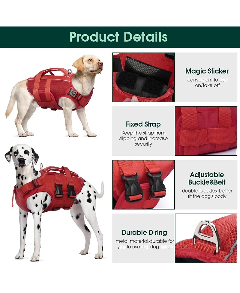 High-Flotation Ripstop Oxford Reflective Safety Life Vest for Dogs