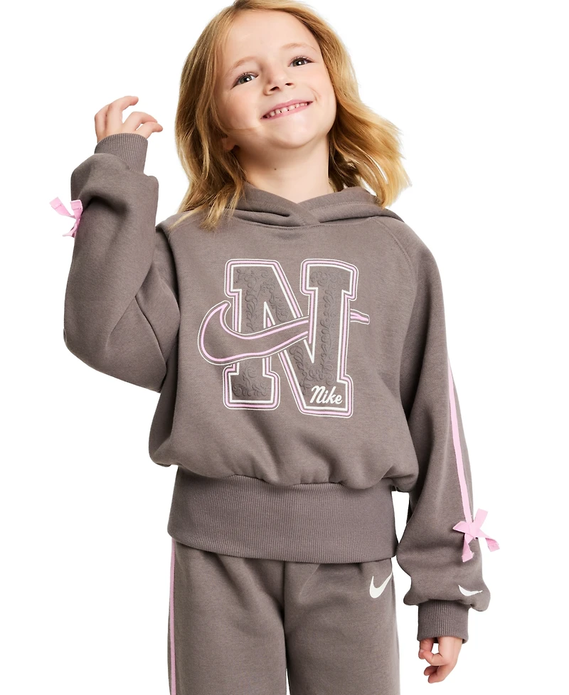 Nike Girls' 4-6X Bow-Detail Long-Sleeve Graphic Hoodie