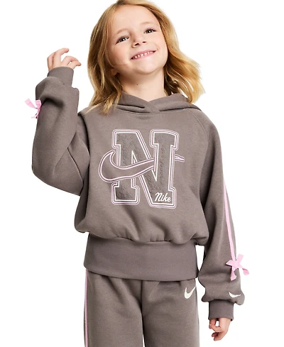 Nike Girls' 4-6X Bow-Detail Long-Sleeve Graphic Hoodie